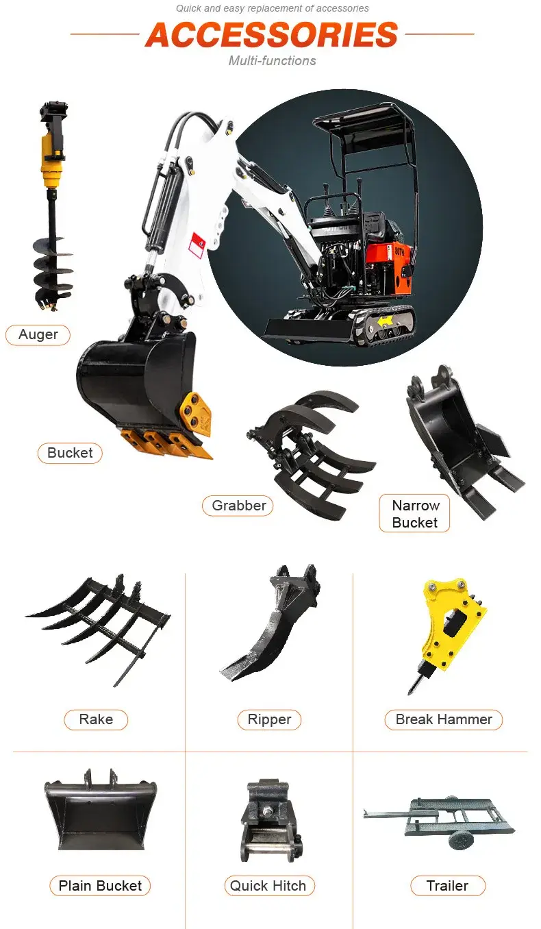 Xe máy xúc mini 0.8 tấn bán chạy, bánh xích thủy lực hình ảnh 21-description