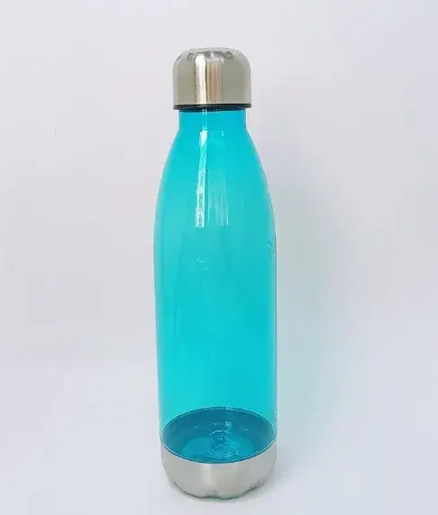 Bình nước nhựa với nắp thép không rỉ, lý tưởng cho các hoạt động ngoại trời