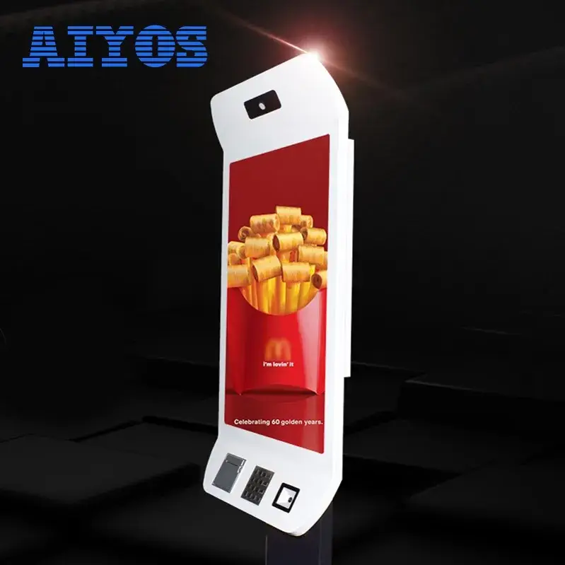 Thiết bị kiosk thanh toán tự động với màn hình cảm ứng, máy in biên nhận và đầu đọc thẻ thông minh