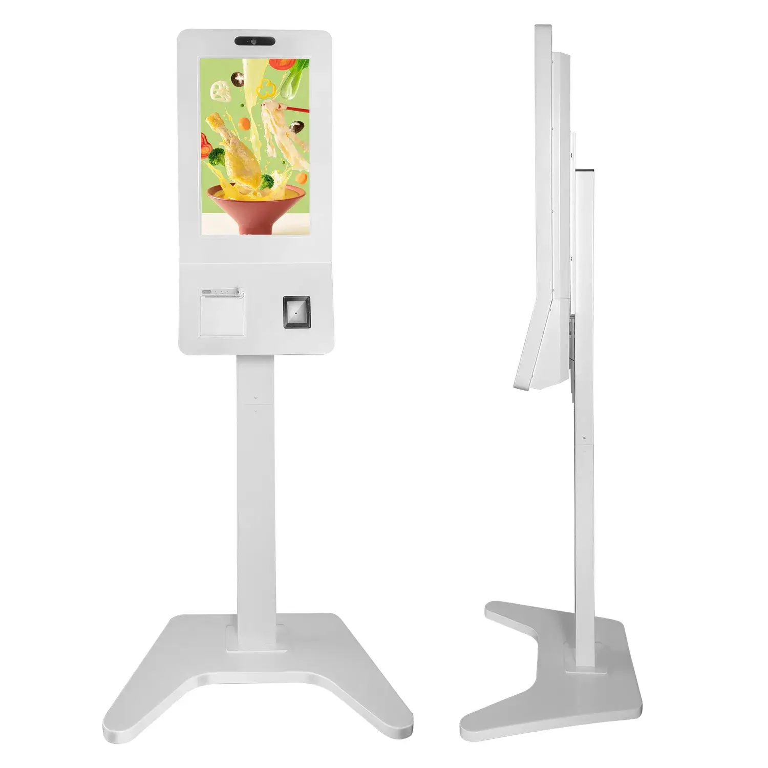 Thiết bị kiosk thanh toán tự động với màn hình cảm ứng, máy in biên nhận và đầu đọc thẻ thông minh