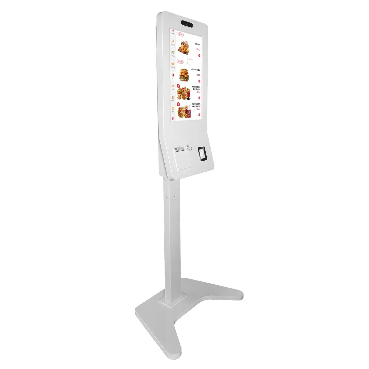 Thiết bị kiosk thanh toán tự động với màn hình cảm ứng, máy in biên nhận và đầu đọc thẻ thông minh