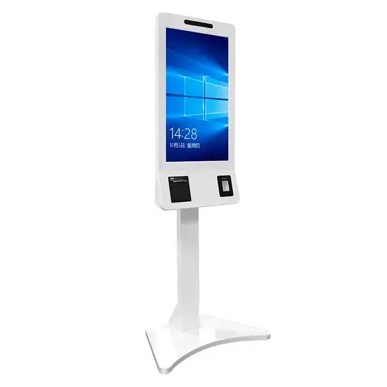 Thiết bị kiosk thanh toán tự động với màn hình cảm ứng, máy in biên nhận và đầu đọc thẻ thông minh