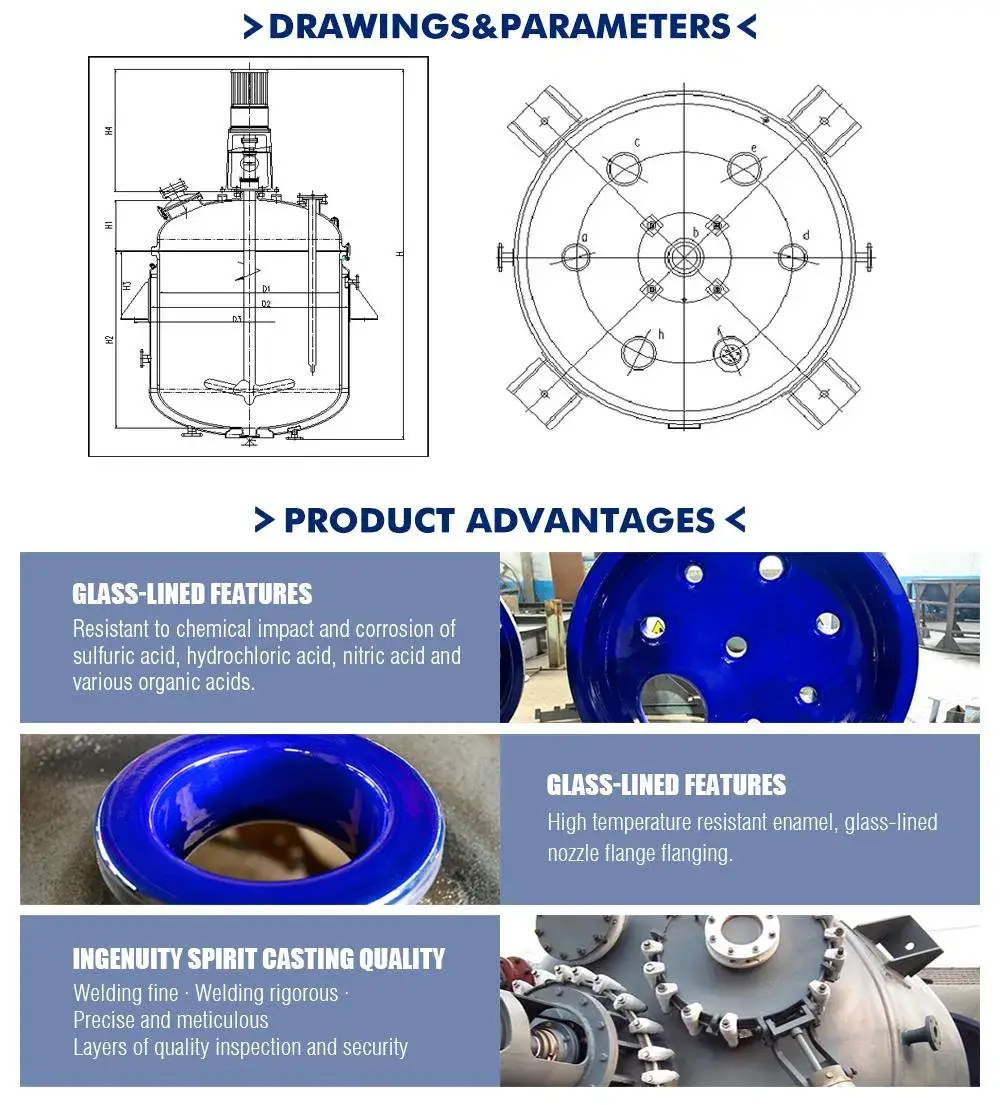 3000L Loại K/Ae Bể phản ứng chống ăn mòn với lớp lót kính chất lượng hình ảnh 14-description