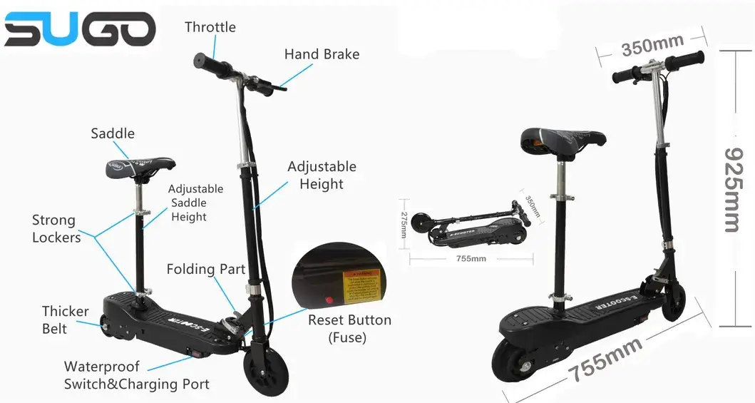 Xe điện E-Scooter tích hợp ghế gập dành cho bé hình ảnh 14-description