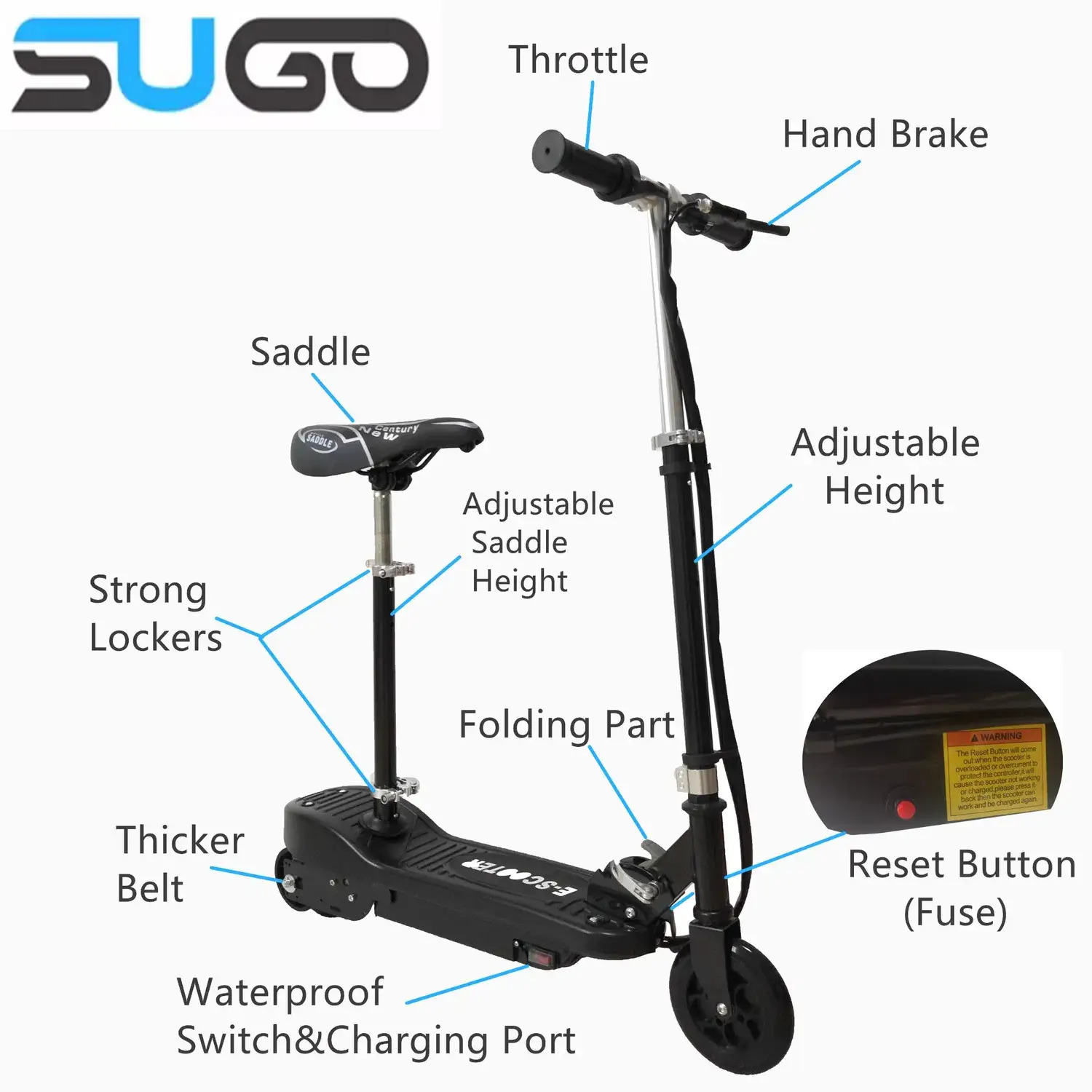 Xe điện E-Scooter tích hợp ghế gập dành cho bé