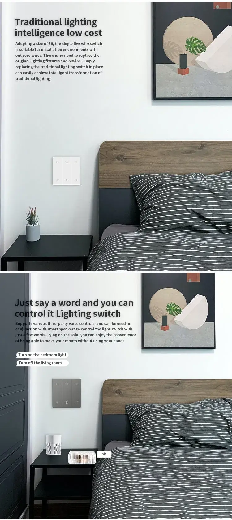 Thiết bị điều khiển ánh sáng tường thông minh WiFi Tuya cho khách sạn và nhà ở - Công tắc cảm ứng 1/2/3/4 gang hình ảnh 14-description