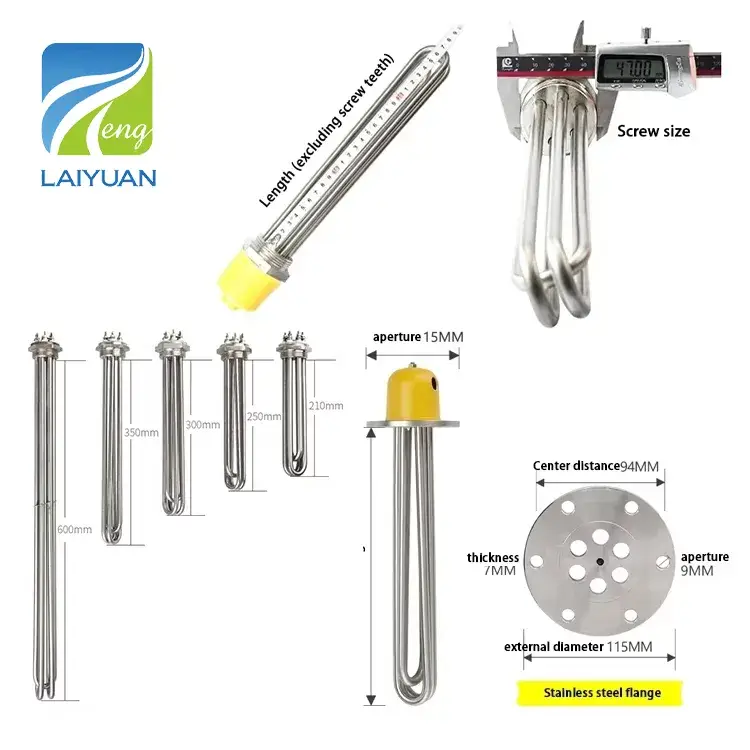 Bộ gia nhiệt điện trở dạng phẳng Laiyuan 220V 1500W 3u cho việc đun nước chìm