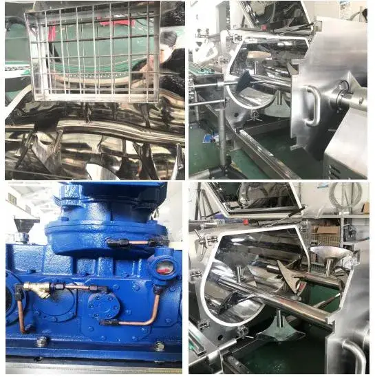 Máy trộn ribbon xoắn lớn với tính năng bảo ôn và gia nhiệt, sử dụng theo chiều ngang