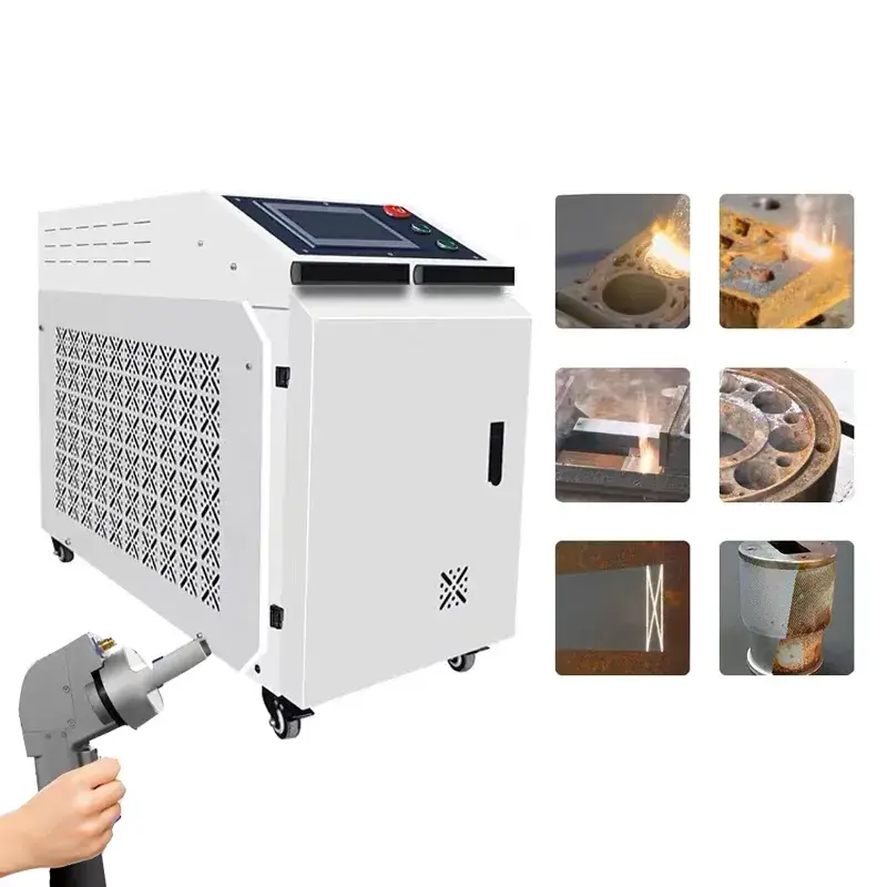 Máy làm sạch gỉ sét trên bề mặt kim loại bằng công nghệ laser cầm tay công suất 2000W