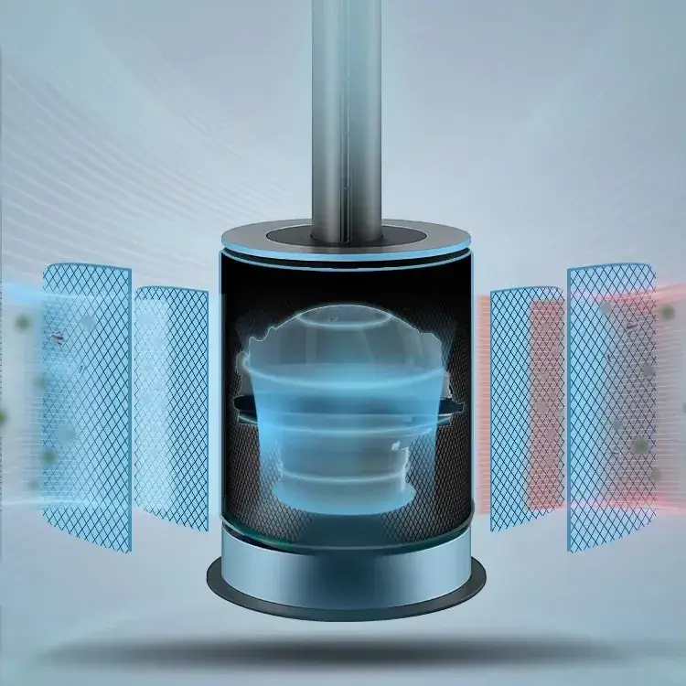 Quạt đứng không cánh OEM ODM với điều khiển thông minh Tuya và đèn ngủ, tích hợp máy lọc không khí
