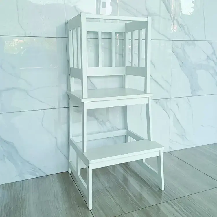 Hướng dẫn sử dụng Bếp Gỗ Tháp cho trẻ em với ghế đứng bếp có thể điều chỉnh chiều cao