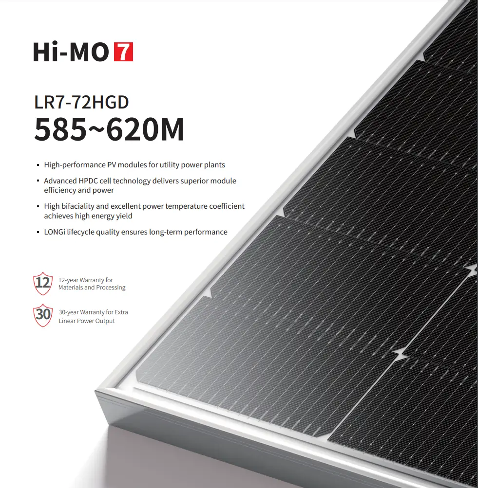Panel pin mặt trời Bifacial Longi 585W 590W 595W 600W 610W 620W - Mô-đun PV cho hệ thống năng lượng mặt trời hình ảnh 12-description