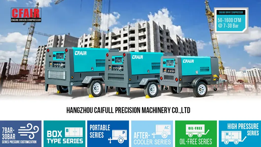 Máy nén vít Cfair cho động cơ diesel - Sản phẩm xuất khẩu chất lượng, áp suất 7bar hình ảnh 12-description