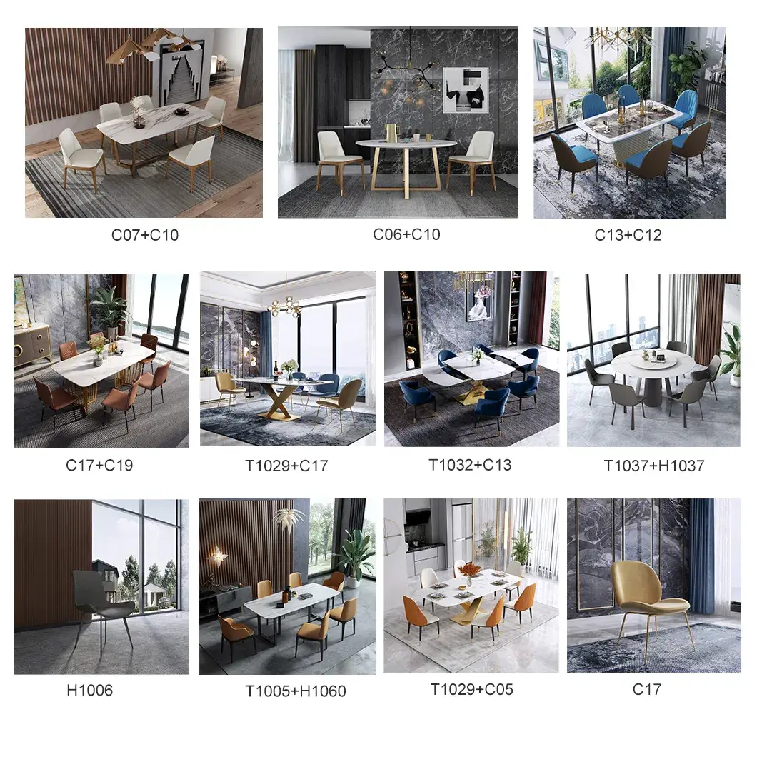 Bộ bàn ăn đá cẩm thạch cao cấp kết hợp ghế kim loại phong cách cổ điển Ý, phòng ăn sang trọng hình ảnh 19-description