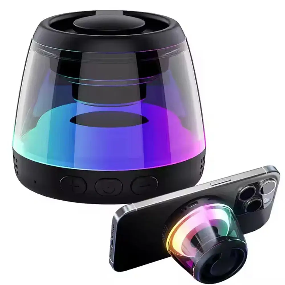 Loa Bluetooth mini M2 có đèn RGB và nam châm, thiết bị âm thanh không dây hỗ trợ giá đỡ điện thoại