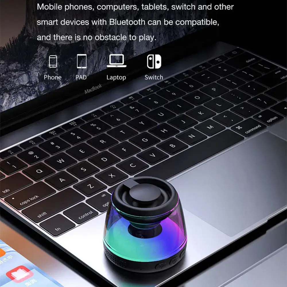 Loa Bluetooth mini M2 có đèn RGB và nam châm, thiết bị âm thanh không dây hỗ trợ giá đỡ điện thoại