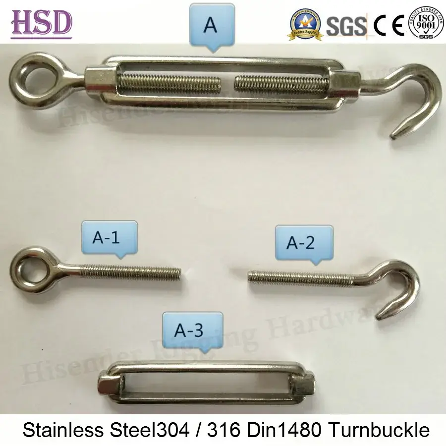 Phụ kiện hàng hải: Bộ căng dây kiểu châu Âu mở dây buộc thép không gỉ Steel316 M12