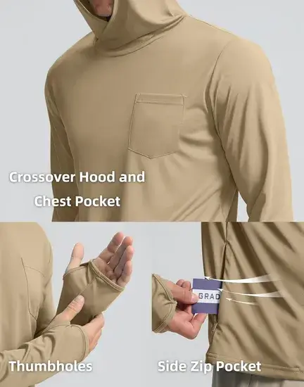 Áo thun dài tay chống nắng cho nam, độ bảo vệ UV cao, phòng phát ban, phù hợp cho các hoạt động ngoại trời như đi bộ, câu cá và bơi lội.