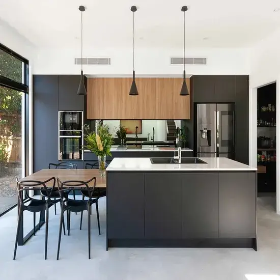 Tủ bếp MDF hiện đại với thiết kế nội thất cao cấp tùy chỉnh màu sắc