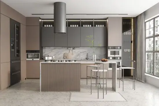 Thiết kế tủ bếp hiện đại cho dự án cải tạo nhà với phần đề xuất mới