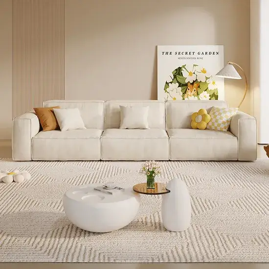 Giải pháp tiện ích cho phòng khách với bộ ghế sofa vải hình chữ L góc có thể ngả hiện đại