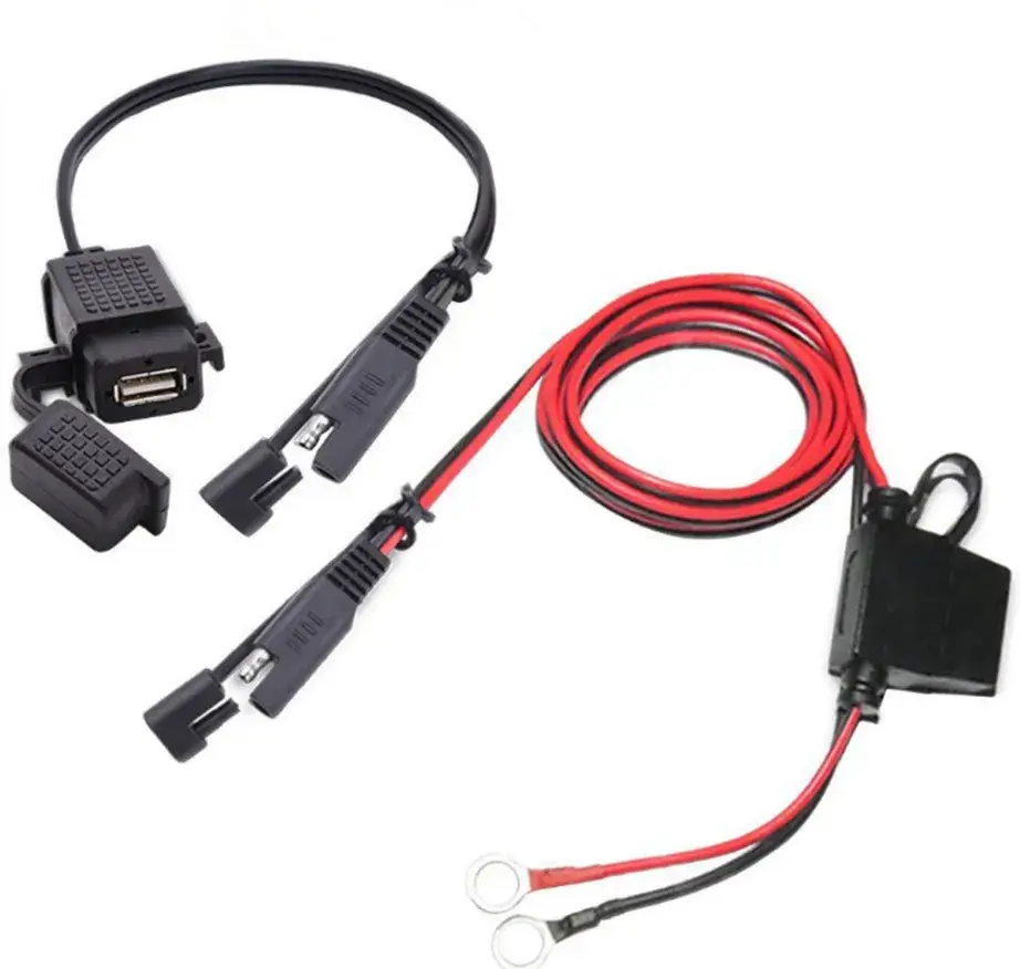 Bộ chuyển đổi cáp USB chống nước SAE có khả năng sạc nhanh 2.1A cho điện thoại, GPS, máy tính bảng và là phụ kiện không thể thiếu cho xe máy