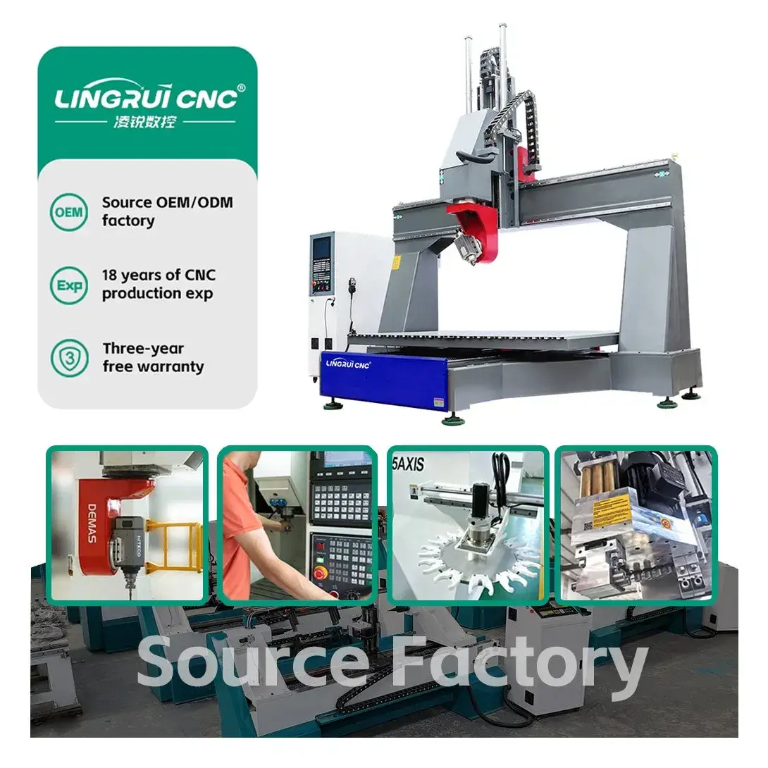 Máy Khắc Gỗ Đa Chức Năng Với Động Cơ Gear PLC và Công Nghệ 3D Mới - Máy Router Gỗ CNC 5 Trục