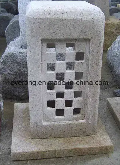 Đèn lồng đá granite tự nhiên màu xám/nâu cho không gian vườn ngoài trời