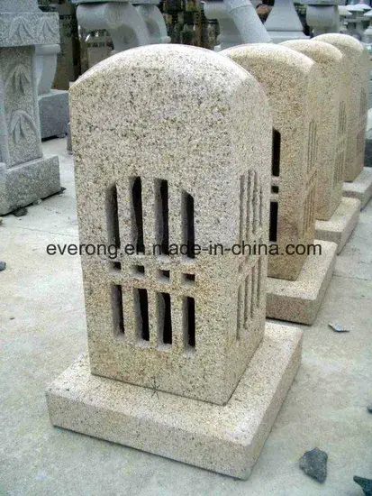 Đèn lồng đá granite tự nhiên màu xám/nâu cho không gian vườn ngoài trời hình ảnh 1-description