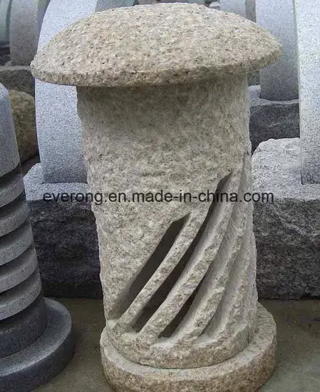 Đèn lồng đá granite tự nhiên màu xám/nâu cho không gian vườn ngoài trời