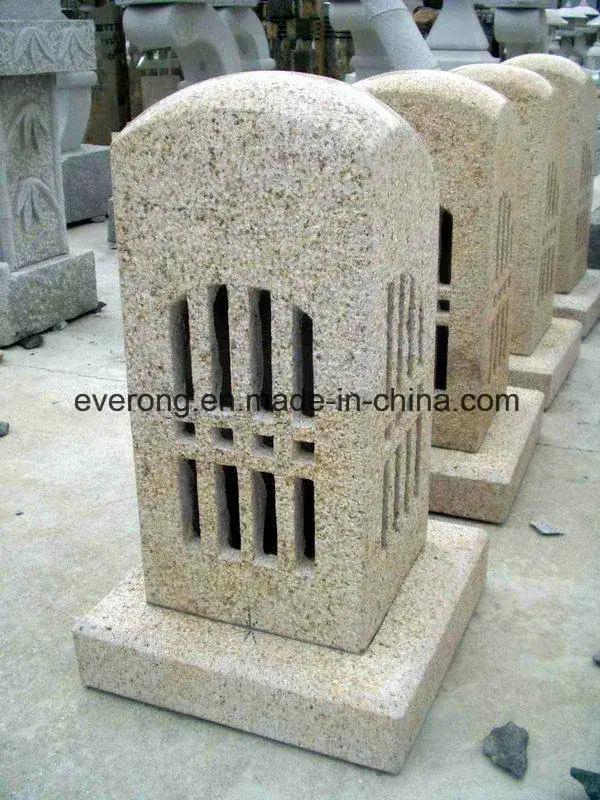 Đèn lồng đá granite tự nhiên màu xám/nâu cho không gian vườn ngoài trời