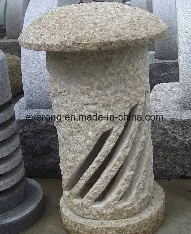 Đèn lồng đá granite tự nhiên màu xám/nâu cho không gian vườn ngoài trời
