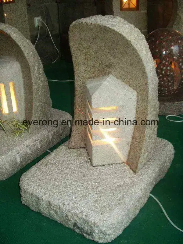 Đèn lồng đá granite tự nhiên màu xám/nâu cho không gian vườn ngoài trời