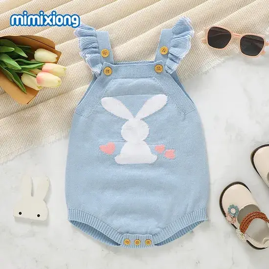 Đồ liền thân cực kỳ xinh xắn cho bé gái: Áo liền quần hình thỏ dễ thương sành điệu cho bé sơ sinh trai gái