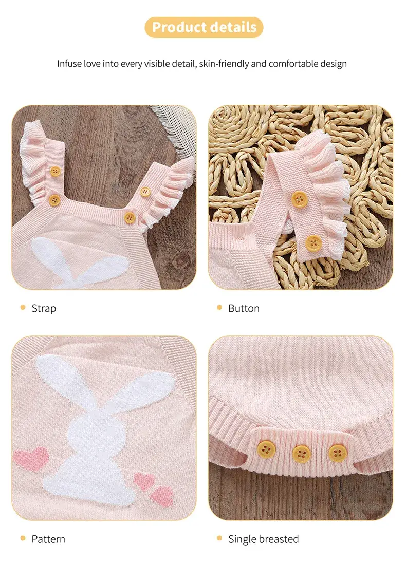 Đồ liền thân cực kỳ xinh xắn cho bé gái: Áo liền quần hình thỏ dễ thương sành điệu cho bé sơ sinh trai gái hình ảnh 19-description
