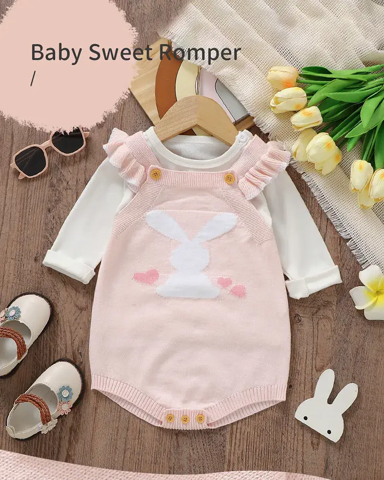 Đồ liền thân cực kỳ xinh xắn cho bé gái: Áo liền quần hình thỏ dễ thương sành điệu cho bé sơ sinh trai gái hình ảnh 14-description