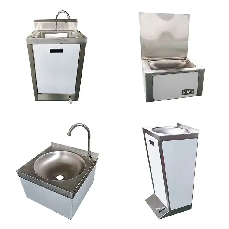 304 bồn rửa công cộng thép không gỉ với chậu rửa tay thông minh điều khiển bằng bàn đạp - Mẫu thiết kế mới