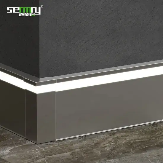 Đế nhôm sàn mới thiết kế với khe LED, bảo vệ tường và phụ kiện sàn kích thước 60mm, 80mm, 100mm