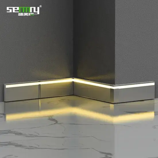 Đế nhôm sàn mới thiết kế với khe LED, bảo vệ tường và phụ kiện sàn kích thước 60mm, 80mm, 100mm hình ảnh 1-description