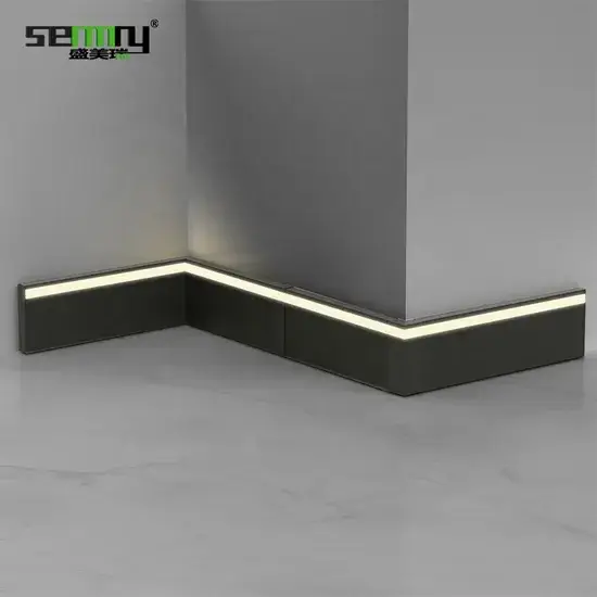 Đế nhôm sàn mới thiết kế với khe LED, bảo vệ tường và phụ kiện sàn kích thước 60mm, 80mm, 100mm