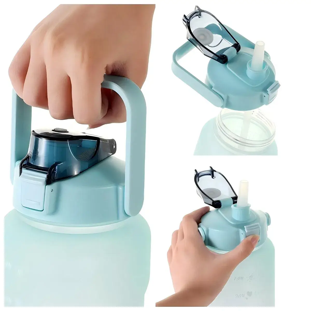 Chai nước thể thao 2L cùng ống hút sáng tạo - Bình jug nhựa PC chất lượng cao