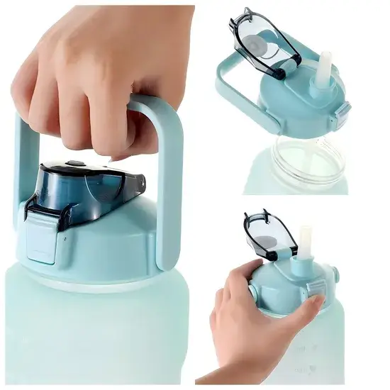 Chai nước thể thao 2L cùng ống hút sáng tạo - Bình jug nhựa PC chất lượng cao