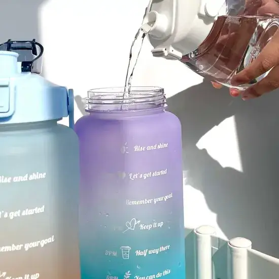 Chai nước thể thao 2L cùng ống hút sáng tạo - Bình jug nhựa PC chất lượng cao