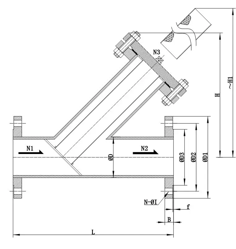 Bộ lọc Y loại tùy chỉnh kích thước DN350 tiêu chuẩn áp suất PN16 hình ảnh 13-description