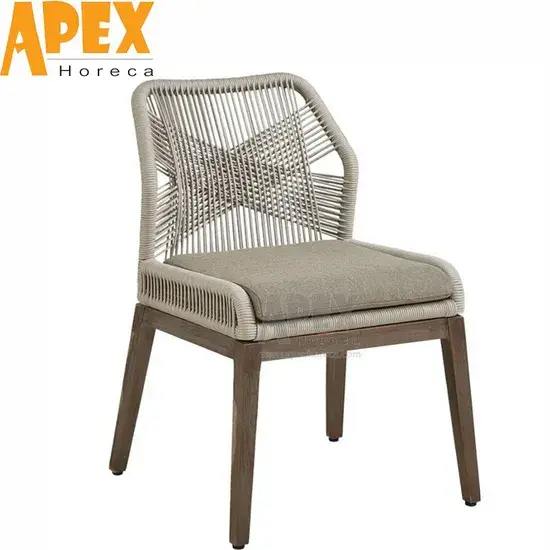 Ghế ăn nhôm lưng bện dây olive chống nước và tia UV - Sự lựa chọn hoàn hảo cho bữa ăn ngoài trời