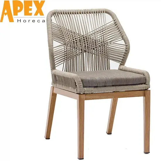 Ghế ăn nhôm lưng bện dây olive chống nước và tia UV - Sự lựa chọn hoàn hảo cho bữa ăn ngoài trời