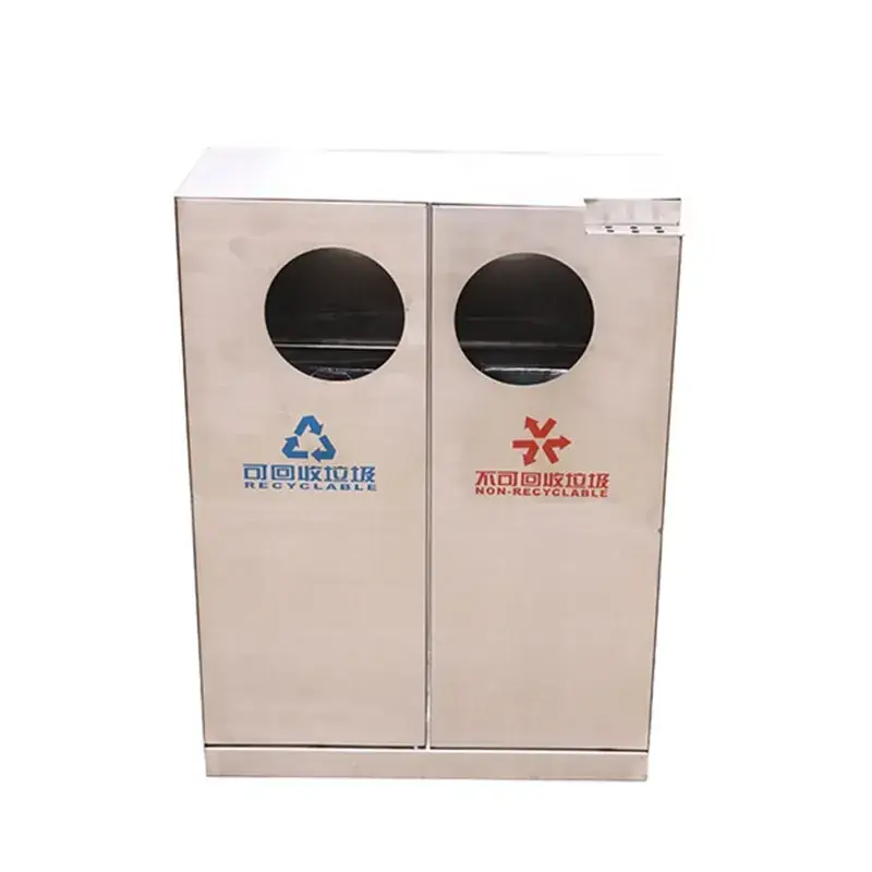 Thùng rác kim loại chất lượng cao phù hợp sử dụng ngoài trời cho việc phân loại rác thải công cộng và tái chế