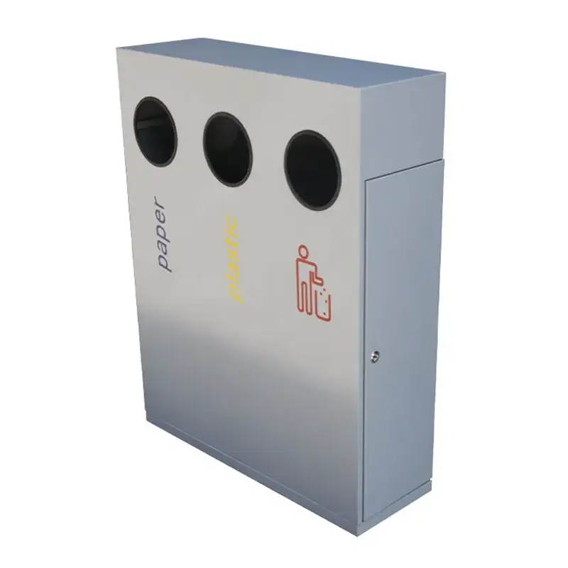 Thùng rác kim loại chất lượng cao phù hợp sử dụng ngoài trời cho việc phân loại rác thải công cộng và tái chế