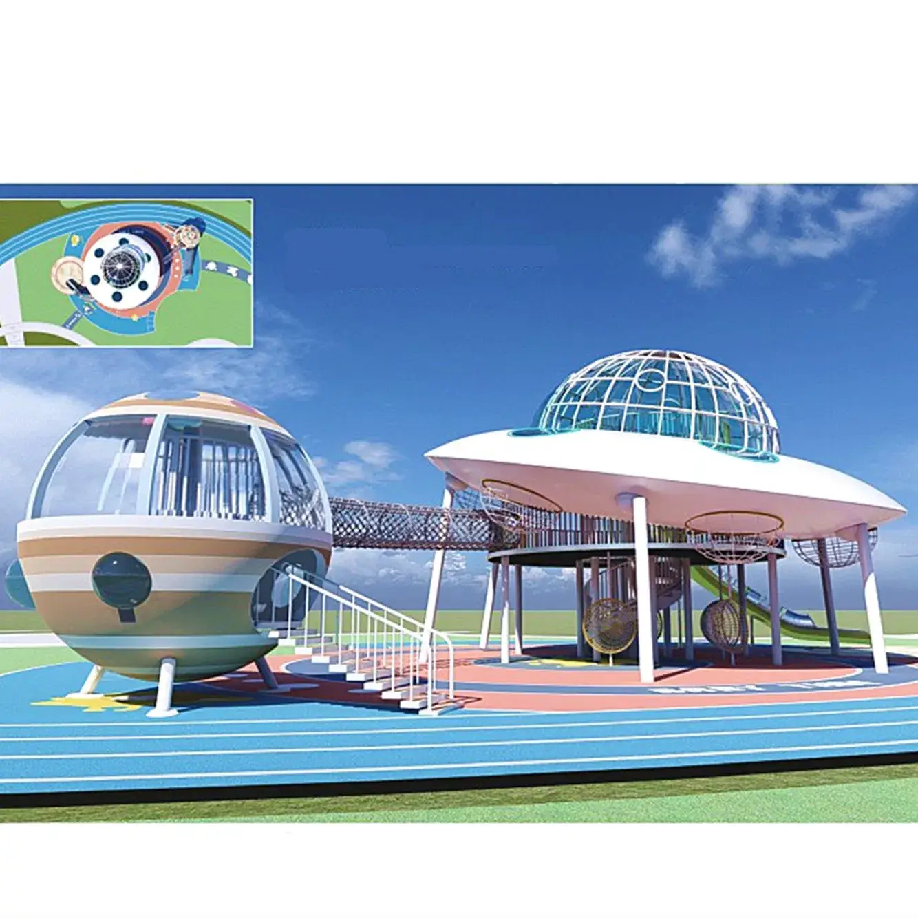 Thiết bị chơi ngoài trời lớn bằng thép không gỉ hình đĩa bay - Sản phẩm cho sân chơi cộng đồng