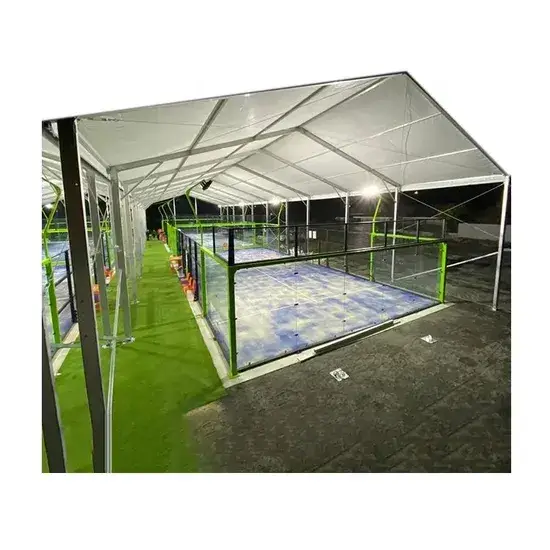Sân quần vợt padel ngoại trời kích thước lớn - Cam kết với tiêu chuẩn CE và mái che chất lượng